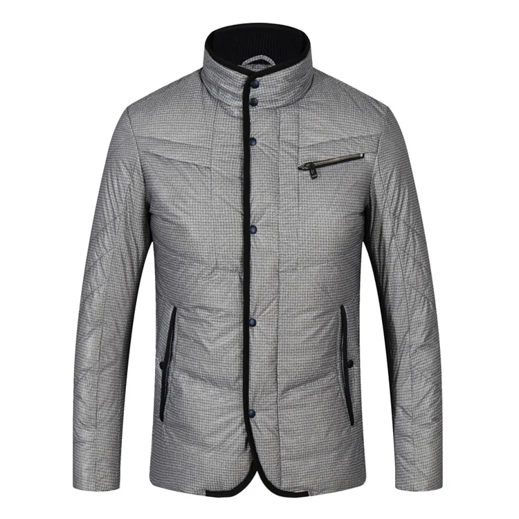 

new men winter duck down coat check printed warm parkas male jacket light grey plus size xl cheap price high quality clearance
