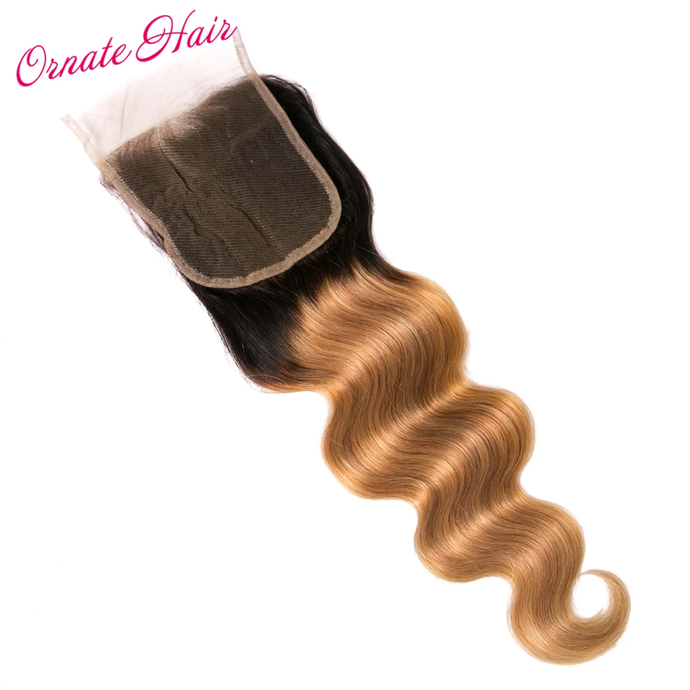Покраска методом Омбре средства ухода за кожей волна натуральные волосы синтетическое закрытие шнурка волос 4x4 бразильский волосы remy синтетическое закрытие волос два тона Темн