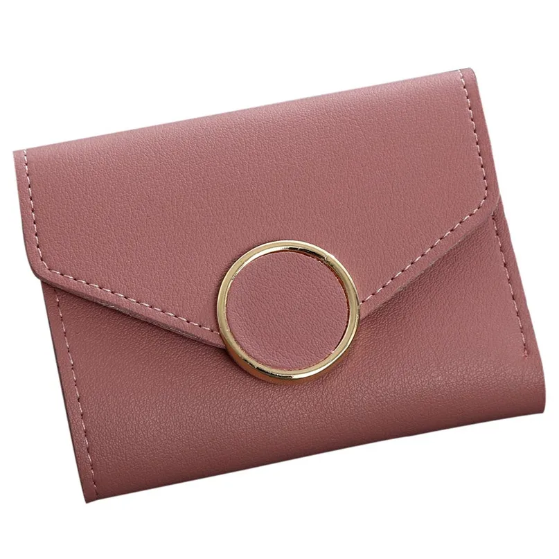 Женский простой короткий кошелек на застежке, кошелек для монет, держатель для карт, сумочка, Прямая поставка - Цвет: Красный