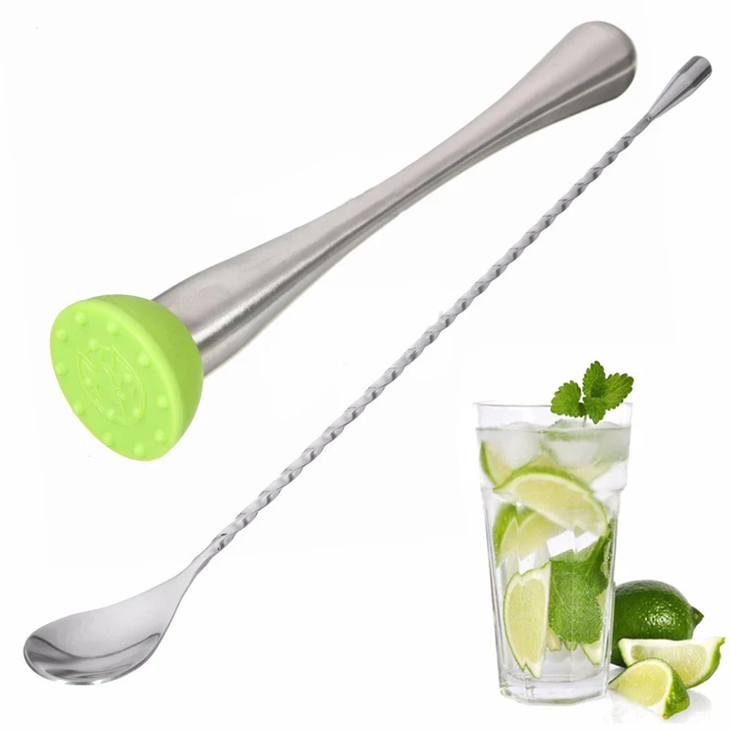 1 Set Bar Drink Stirrer Stainless Steel Muddler Spoon Bar Cocktail Mojito Drink Stirrer Mixer Barware