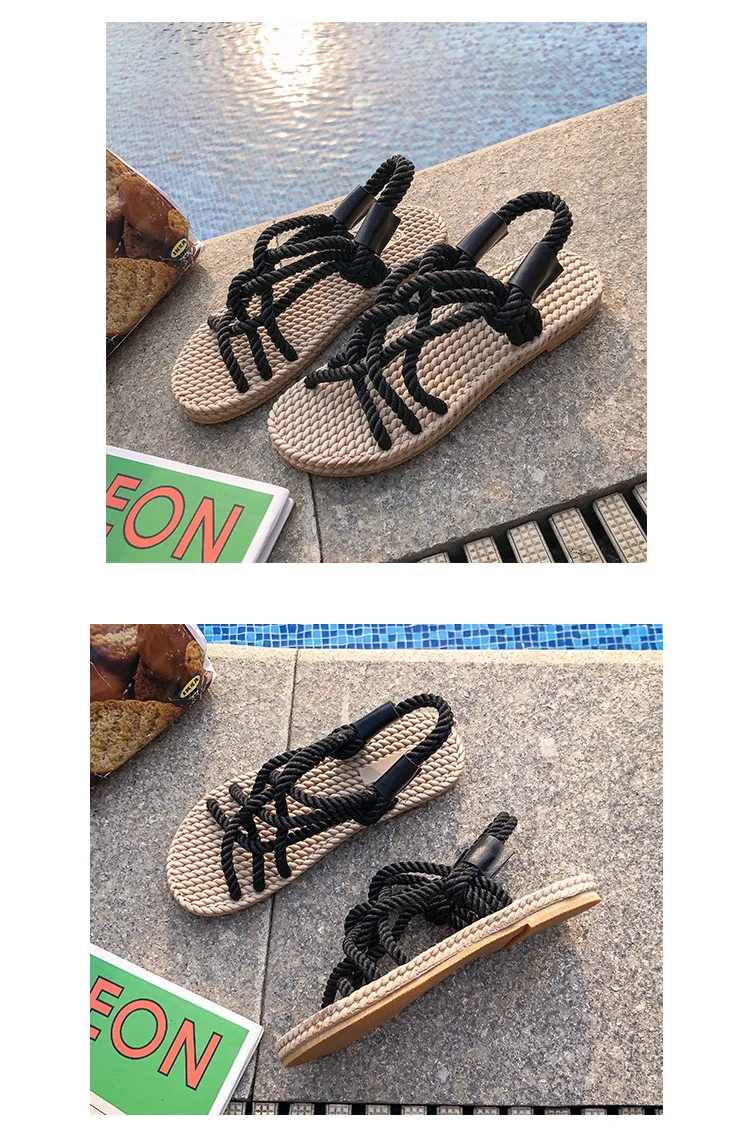 sandálias confortáveis vintage corda sapatos de praia