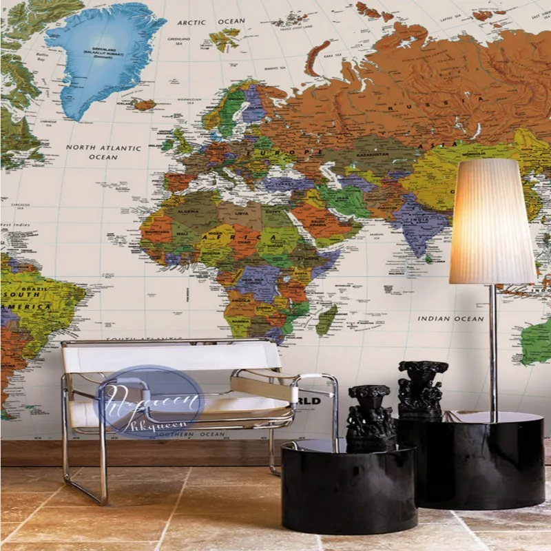 Retro World Mariner Map Hotel Themed Wall stereo office decoration bedroom living room wallpaper bathroom mural