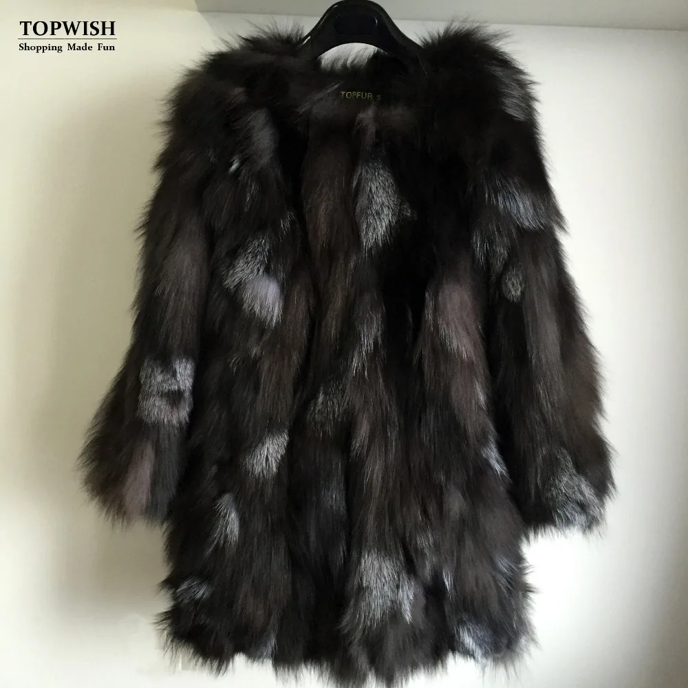 

Hot Sale Women Fashion Natural Fox Fur Long Coat Real Fox Fur Coat Genuine Fur for high fashion brand TFP671