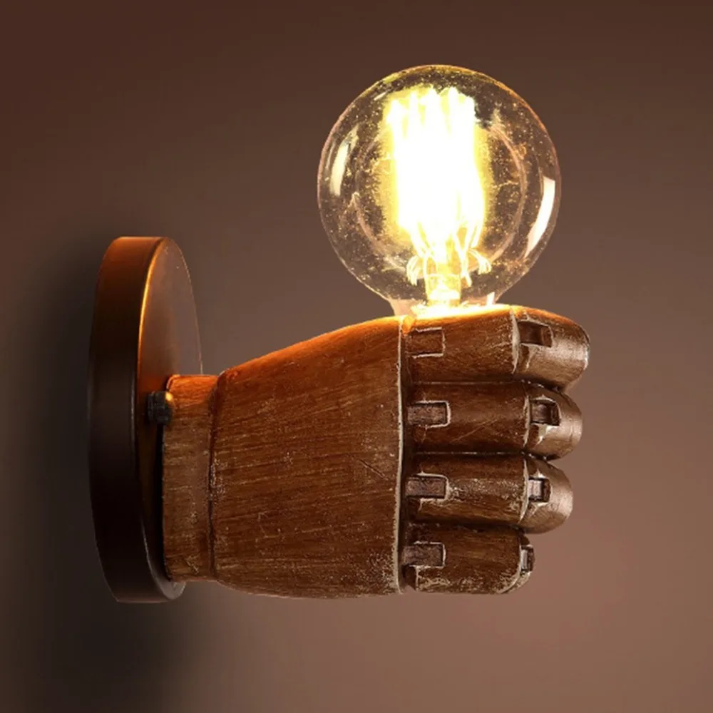 

Innovative 20X15cm Fist Resin Wall Lamps Decoration Cafe Restaurant Bar Bedroom Wall Lamp E27 220V outdoor lighting wall lamps