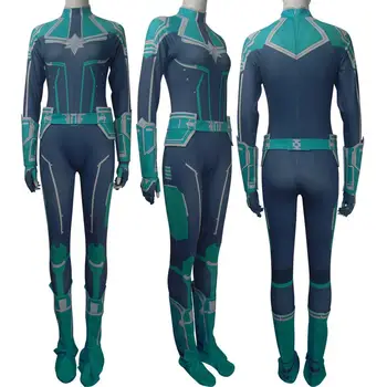 

Women's Captain Marvel Carol Danvers suit green cosplay Halloween costume superhero jumpsuit Valentine's day X'mas birthday gift