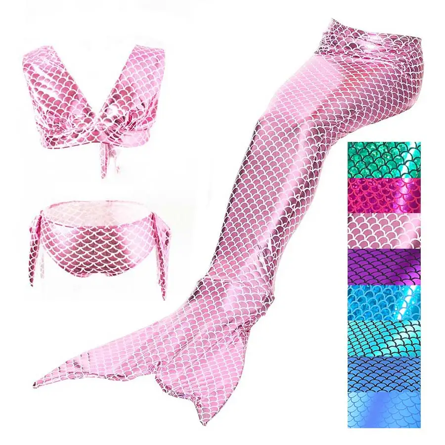 

New 3pcs/Set Beautiful Children Mermaid Tail Costume for Girls Kids Tails Funning Swimwear Swimmable Mermaid Tail Bikini