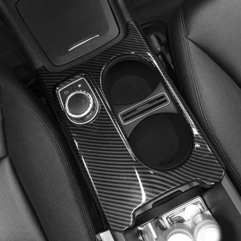 Carbon-Fiber-Style-Center-Console-Water-Cup-Panel-Cover-Trim-For-Mercedes-Benz-GLA-X156-CLA