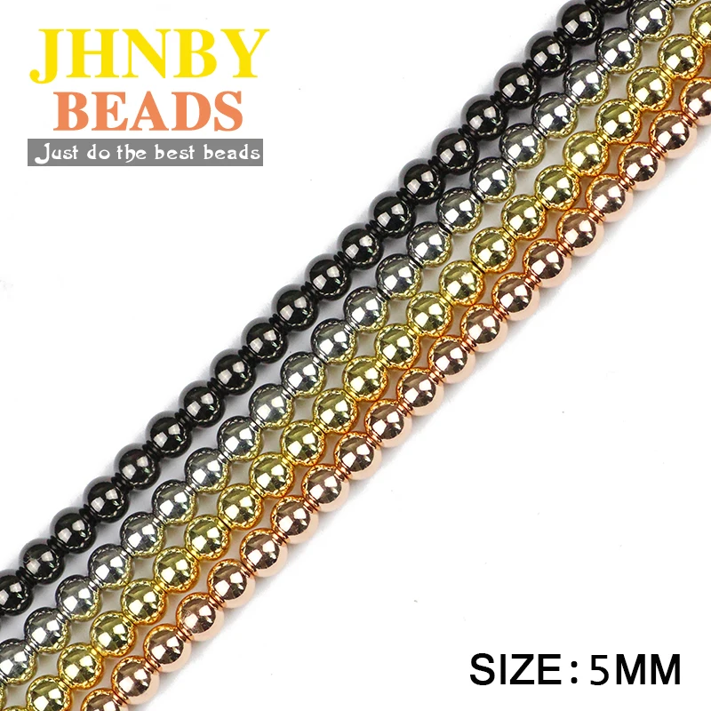 JHNBY AAA бусины из меди 50 шт. 5 мм розовое золото/пистолет черный цвет круглые для