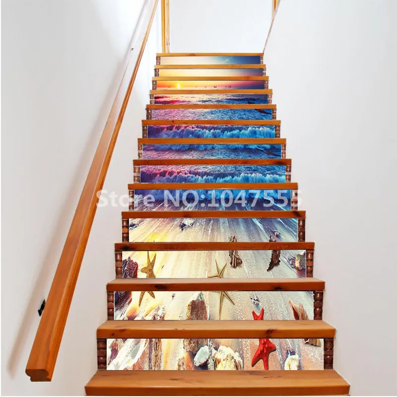 13pcs/Set Self Adhesive Stairs Mural Wallpaper Removable Wall Decals