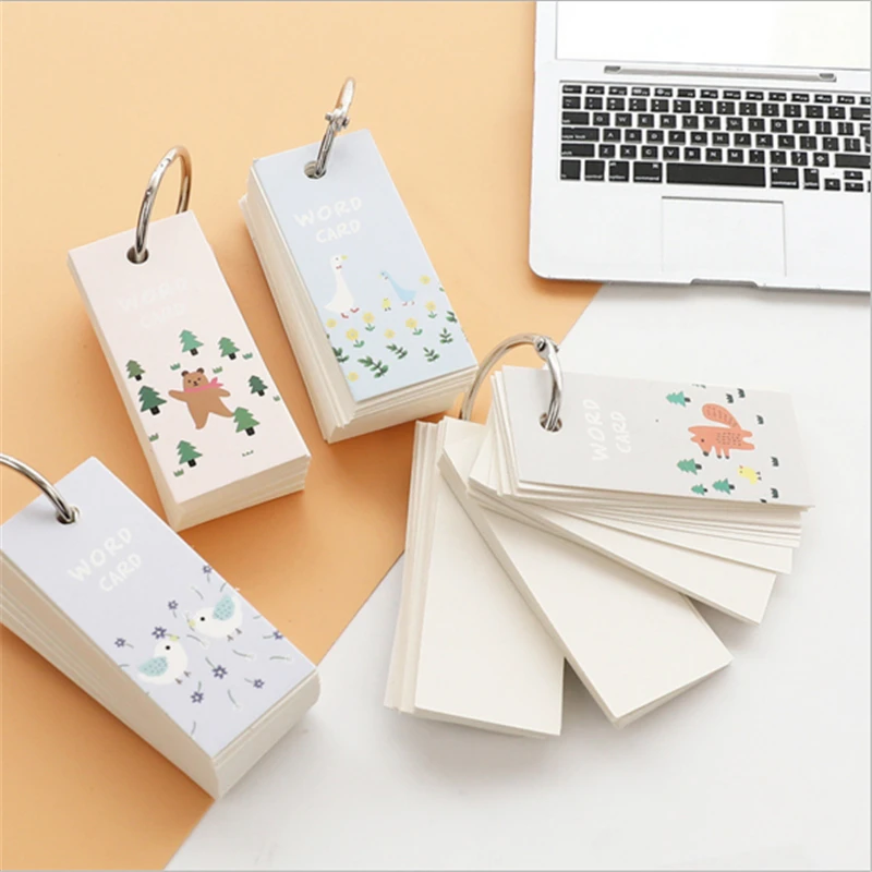 

4 pcs/set Loose-leaf Mini Pocket Memo Pad English Word Book Portable Word Memory Card Back Kawaii Blank Card