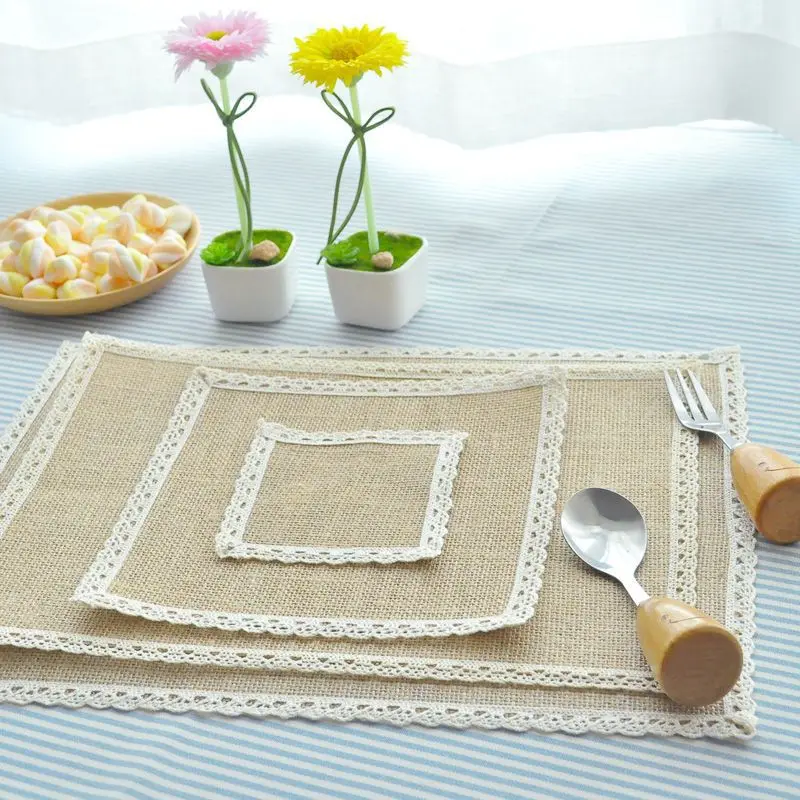 8Pcs Jute Placemat Fashionable Table Decor Coaster Table Mats for