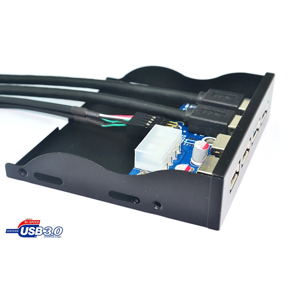 4 ميناء USB 2.0 + USB 3.0 قرص مرن الجبهة لوحة 3.5 بوصة 19PIN/9 دبوس إلى عالية السرعة U3 + U2 موصل الجبهة لوحة خليج USB Hub