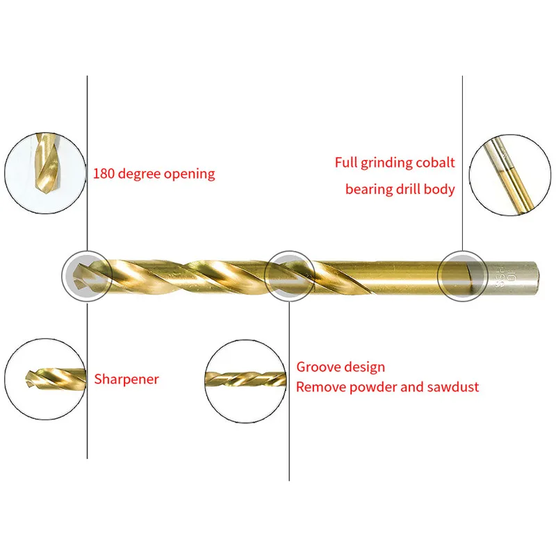 99pcs Cobalt Drill Bits For Metal Wood Working M35 HSS Steel Straight Shank 1.5-10mm Electric Drill Twist Drill Bit Power Tools