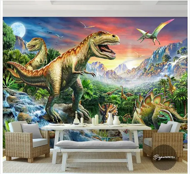 Custom 3d Photo Wallpaper Wall Murals River Stone Forest World Dinosaur Animal Oil Painting Custom 3d Photo Wallpaper Wall Murals River Stone Forest World Dinosaur Animal Oil Painting