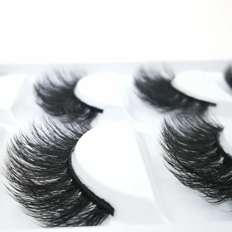 100% Siberian Mink Fur Makeup Wispy Long Cross Thick Reusable Fake Eyelashes 3D luxurious False 5 Pairs/pack | Красота и здоровье