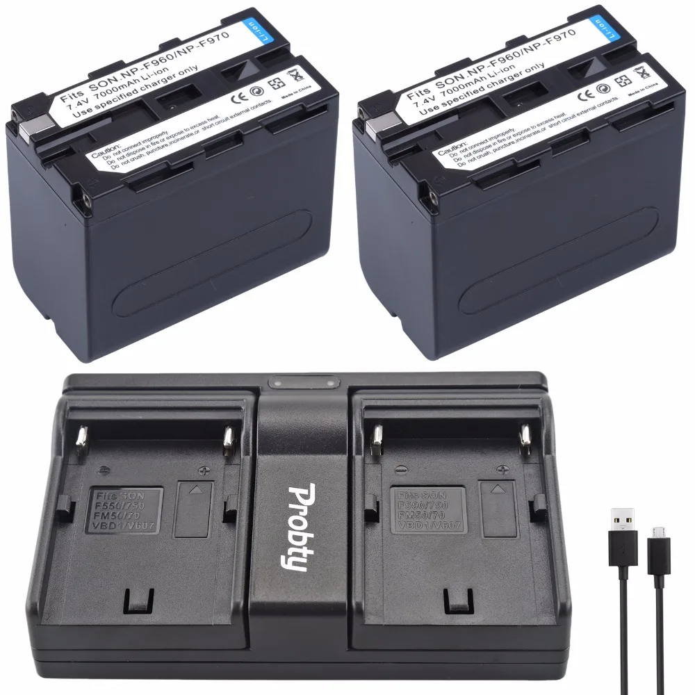 

2Pcs NP-F960 NP-F970 NP F960 F970 Battery + USB dual Charger For Sony MVC-FD100 FD200 FD5 FD51 FD7 FD71 FD73 FD75 FD81 FD88