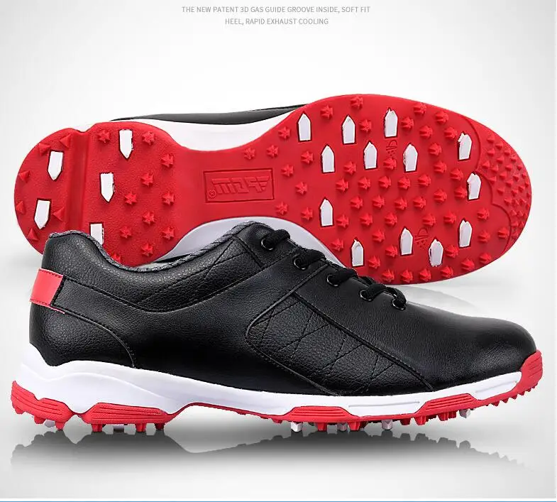 

Men's anti-slip shoes nail 3D breathable groove patent golf shoes male breathable Sneakers Microfiber Leather waterproof shoes
