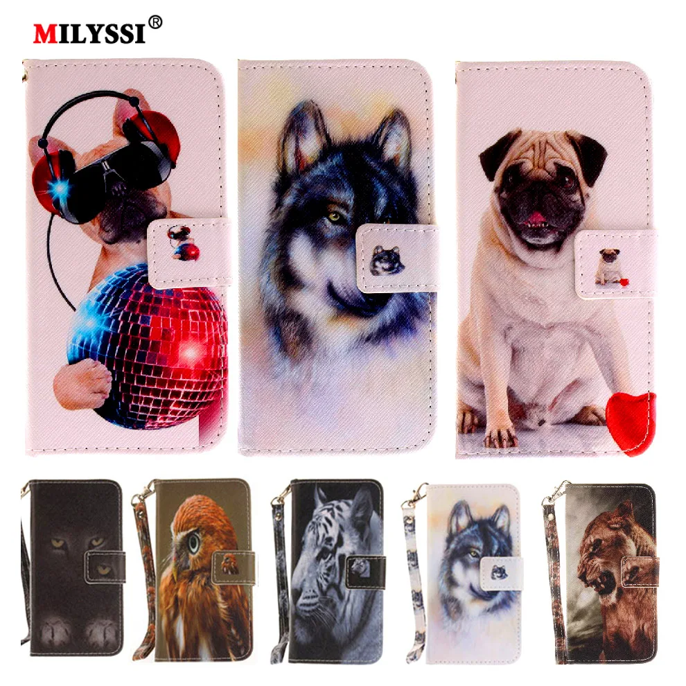 

Colorful Cartoon pets Pattern Leather Case for Huawei Y5 2017 PU Flip Cover for Huawei Y5 2017 with Card Wallet Stand
