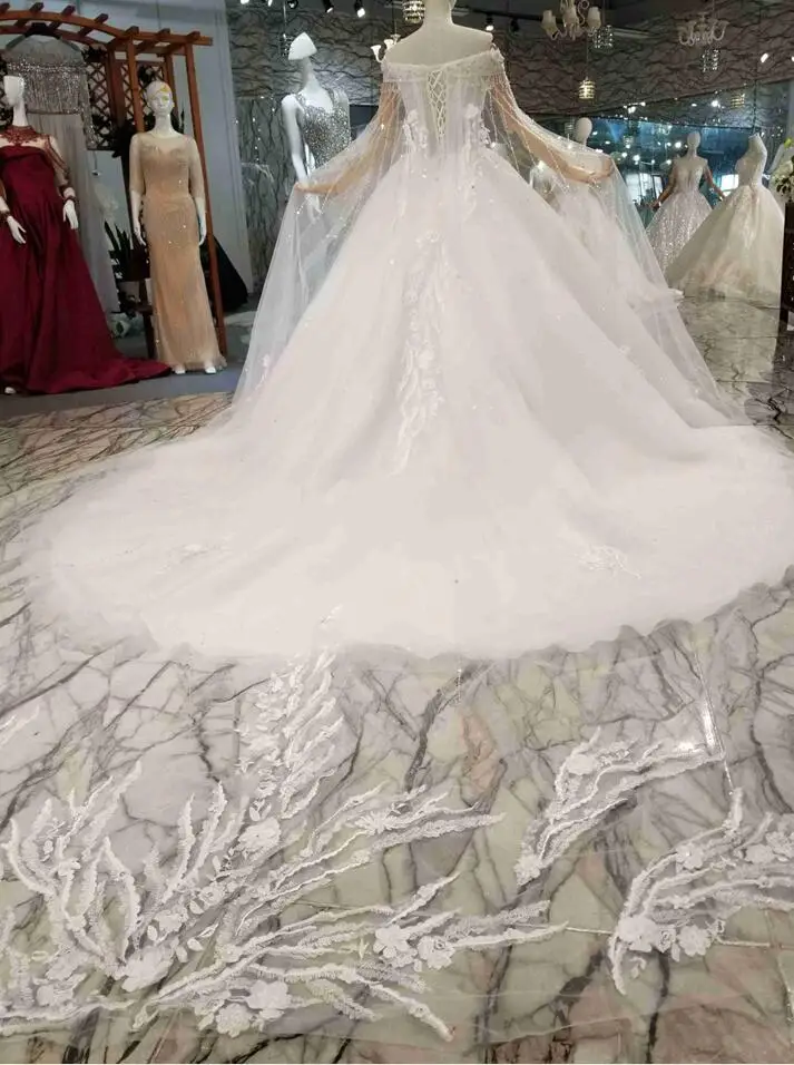 Walk Beside You белые свадебные платья цвета шампанского vestido de noiva размера плюс бальное платье Роскошные кружевные аппликации собора поезд невесты - Цвет: Белый