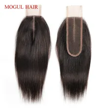 MOGUL волосы натуральный цвет темно-коричневый цвет 2 цвета 4 Remy человеческие волосы закрытие перуанские прямые волосы завязанные вручную 2*6 закрытие шнурка