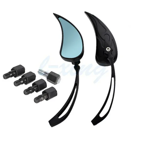 BLACK Motorcycle Mirror Flame TearDrop Side Rearview Mirrors motorcycle