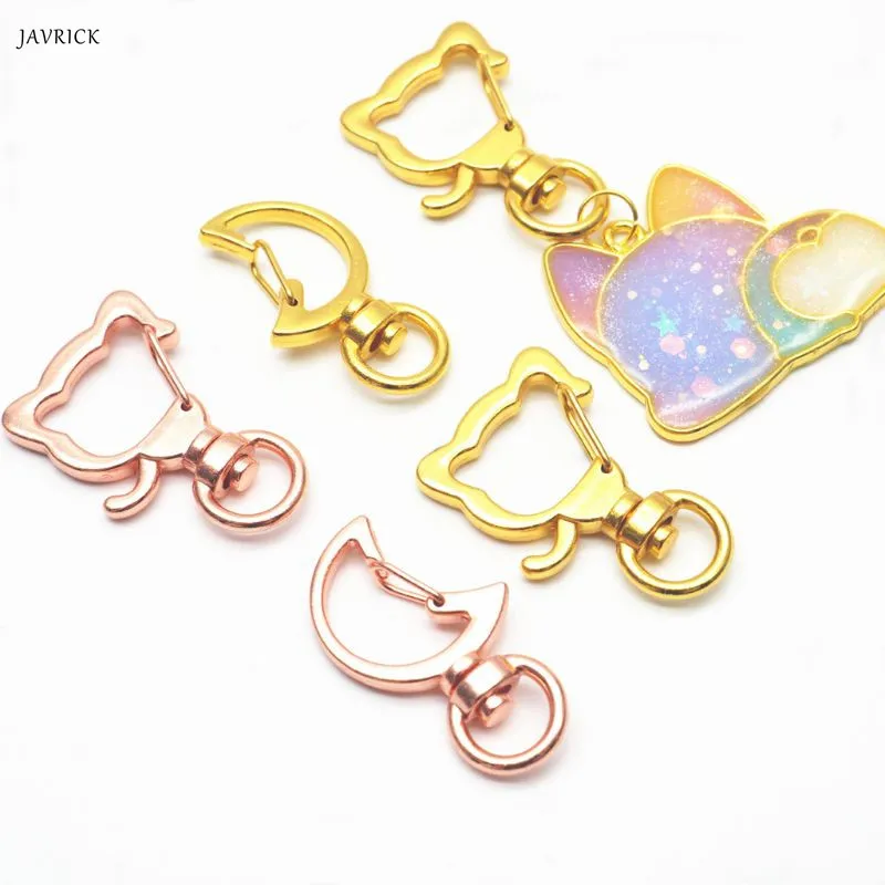 

5Pcs Cat Moon Shape Metal Snap Hook Lobster Clasps Lanyard Keyring Keychain DIY