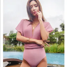 Купальник закрытый цельный женский купальный костюм Новая женская сексуальная обнимающая Корейская одежда полосатый полиэстер FMZXG плюс размер