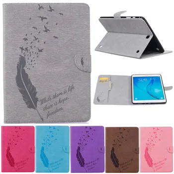 

For Samsung Galaxy Tab A 9.7" SM-T550 T551 T555 Cartoon Bird Feather PU Leather Cover Case Tablet Protective Cover Fundas Coque
