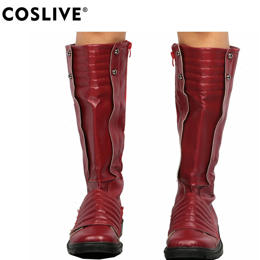 Coslive The Flash Season 2 Jay Garrick Boots Red PU Shoes Adult Men Cosplay Costume Props Clearance Cheap Sale Promotion