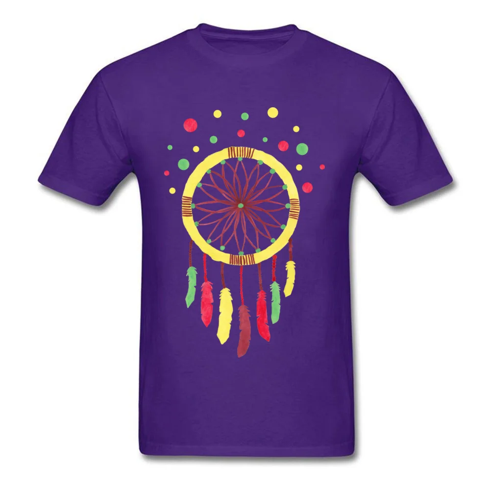 Rainbow Dreamcatcher T-Shirt for Men Casual Summer Tops Tees Short Sleeve Hot Sale Custom Tee-Shirts O Neck 100% Cotton Rainbow Dreamcatcher purple