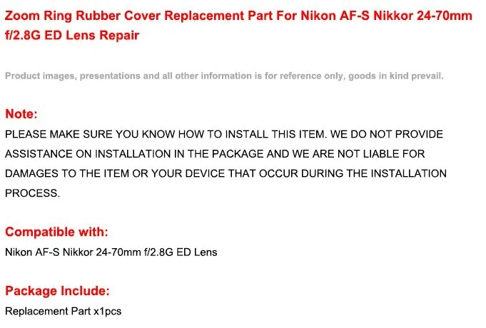 Зум кольцо резиновая крышка запасная часть костюм для Nikon AF-S Nikkor 24-70 мм f/2,8G ED Ремонт объектива