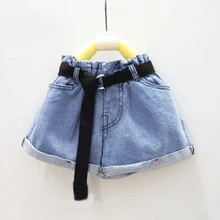 Детская одежда летние детские джинсовые шорты для девочек Повседневная джинсовая горячая Распродажа шорт модные джинсовые шорты с поясом