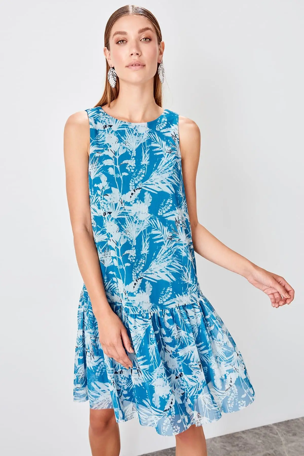 Trendyol Blue Print Knit Dress TWOSS19LJ0279 | Женская одежда