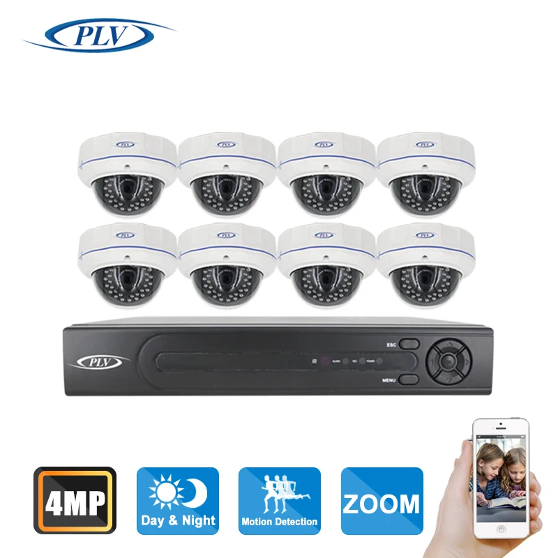  8CH 4MP poe nvr kit Surveillance System P2P h.265 NVR 2.8-12mm lens 4x zoom Outdoor/indoor POE IP Camera with vandal-proof dome 