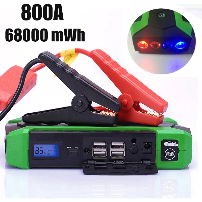

800A Peak Current for Petrol 7.0L Diesel 4.0L Car Battery Jump Starter 68000mWh Car Booster Charger Auto jumper Starting Device
