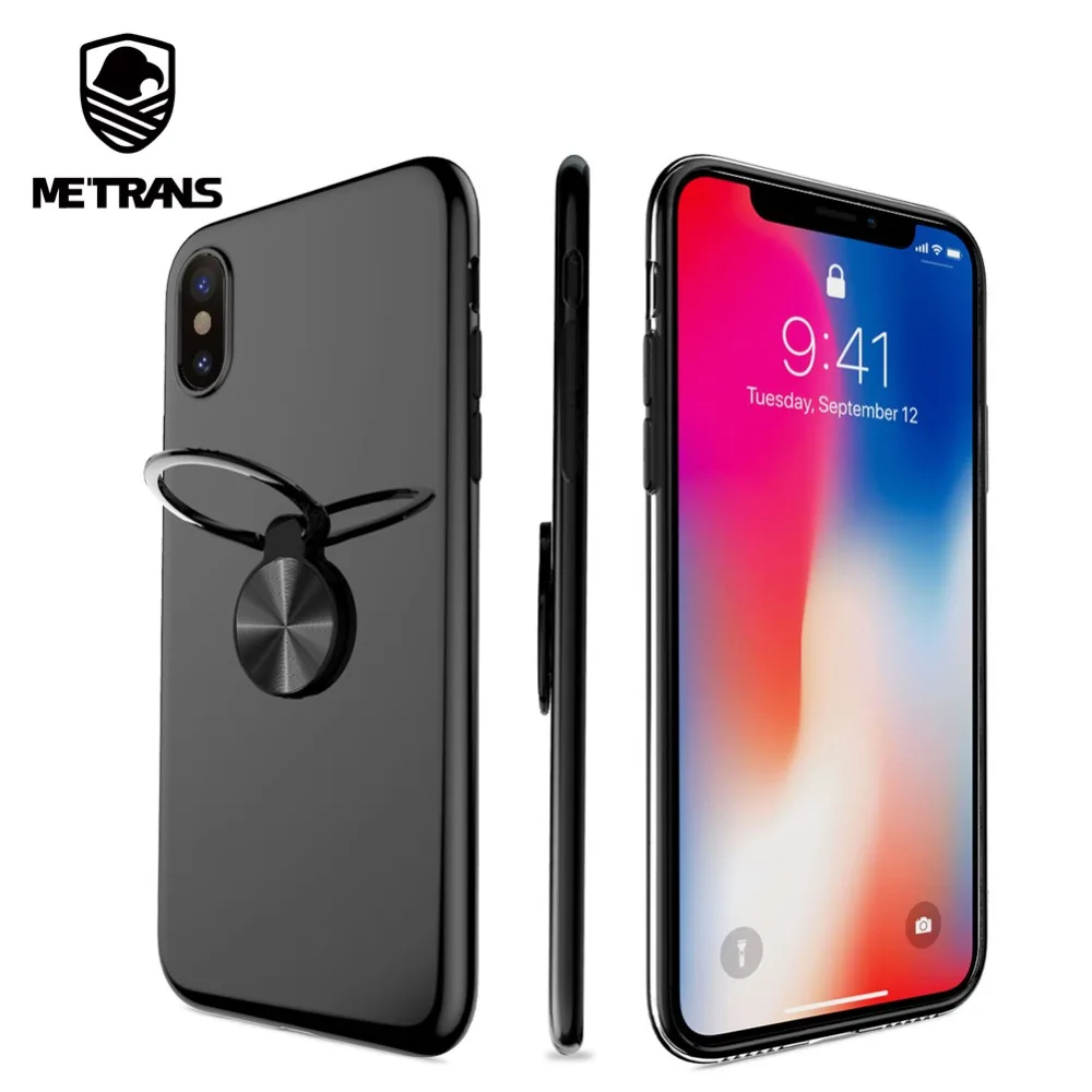 

Metrans Magnetic Car Case For iPhone X XS Holder Cases Ultra Thin Finger Ring Stand Phone Shell For iPhone XS X 10 Cover Capa