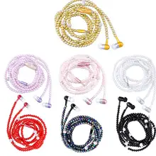 Новая розовая девушка горный хрусталь ювелирные изделия жемчужные наушники-ожерелье с затычки в уши для микрофона для Iphone Xiaomi подарок на день рождения