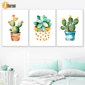 

Cactus Succulent Flower Wall Art Canvas Painting Nordic Posters And Prints Wall Pictures For Living Room Home Decor