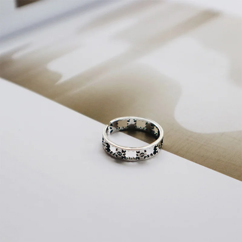 

WTLTC 925 Sterling Sliver Hollow Stacking Rings for Women Open Layered Rings Personality Abstract Rings Femme Punk Jewellery