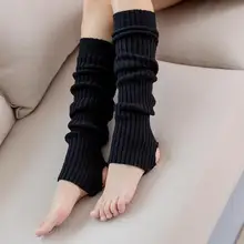 Повседневные женские вязаные гетры до колена; чулки; обтягивающие леггинсы; однотонные Теплые Зимние гетры