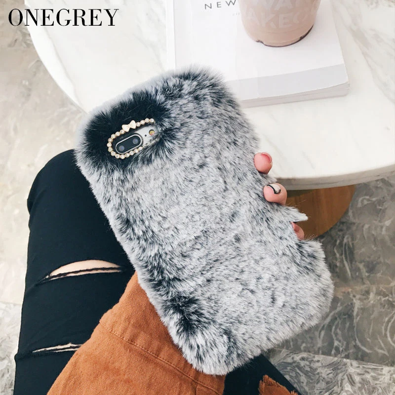 

Case For Samsung Galaxy Note 8 9 S8 S9 Plus S6 S7 Edge A6 A8 2018 J3 J5 J7 2017 Luxury Warm Rabbit Fur Cute Hairy Cover Carcasas