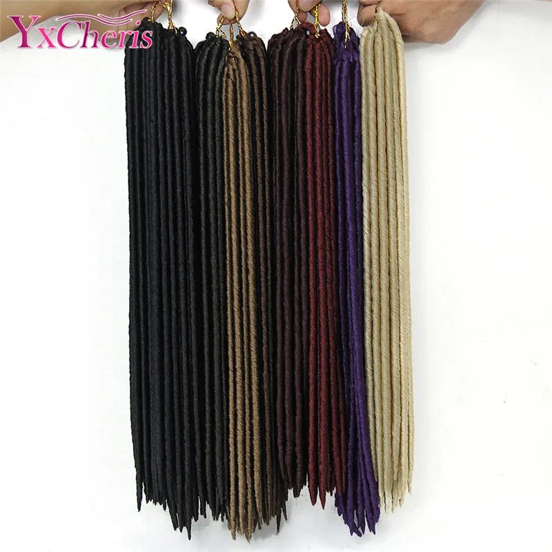 

YxCheris 18inches Crochet Braids Locks Faux Locs Black Brown Hair Extensions Synthetic Braiding Hair