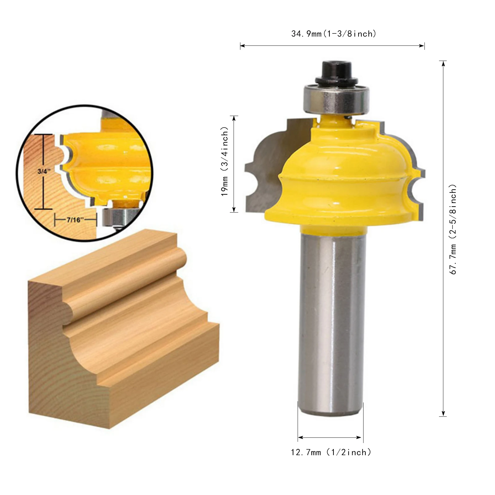 

DRELD 1pc 1/2" Shank Woodworking Cutter Router Bit Shaker Rail Stile Milling Cutter Drill Tenon Tool For Wood Panel Cabinet Door