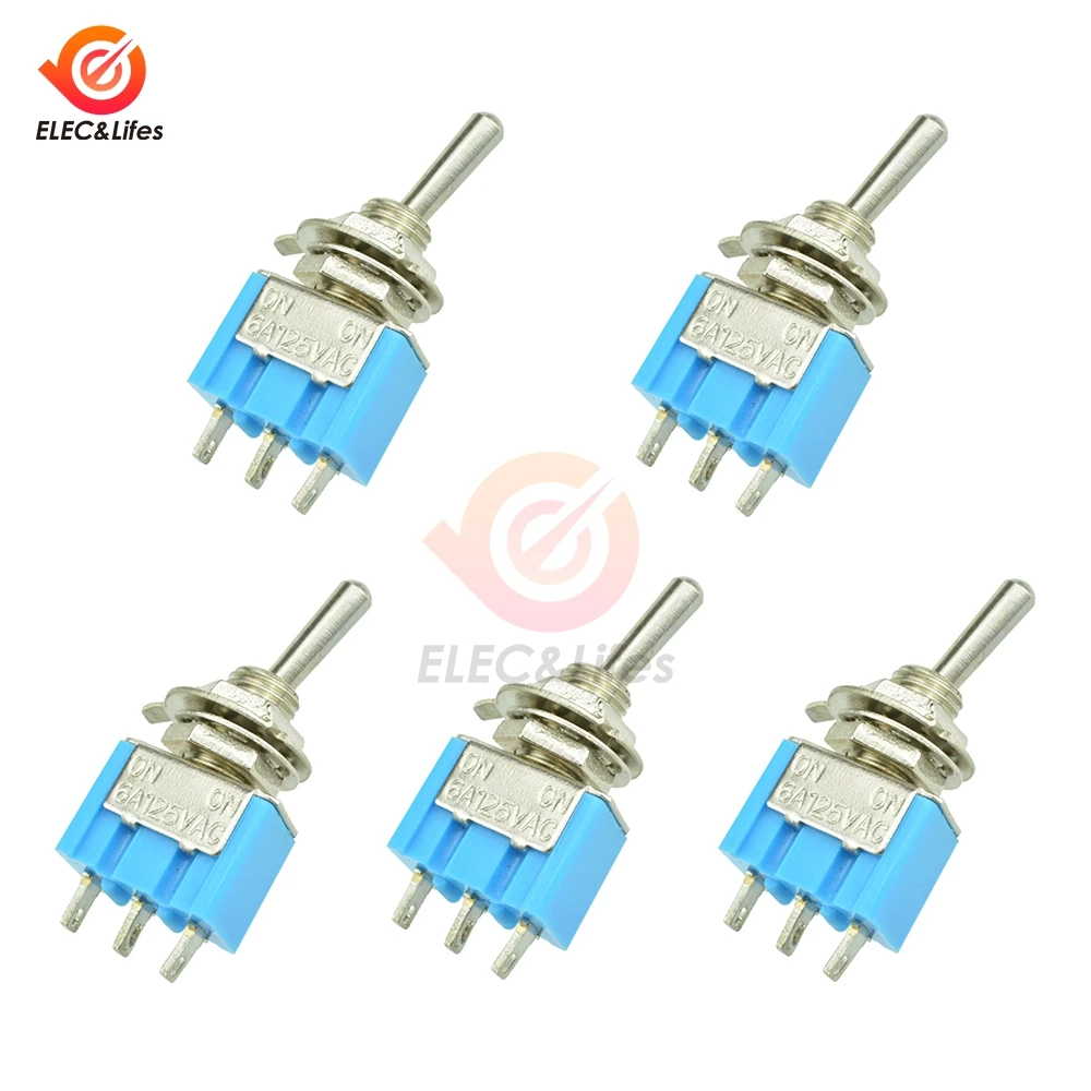 2PCS Mini 6A 125V AC SPDT MTS-102 3Pin 2 Position On-on Toggle Switch Practic 