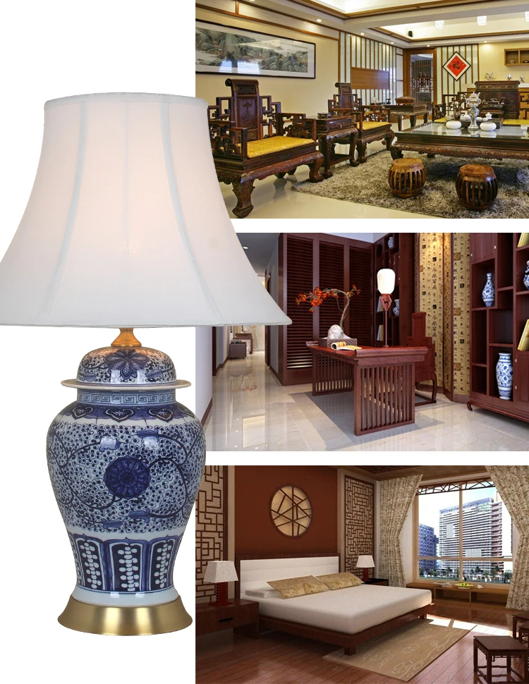 Vintage chinese bedroom living room wedding table lamp Jingdezhen porcelain ceramic table lamp art shade for table lamp (10)