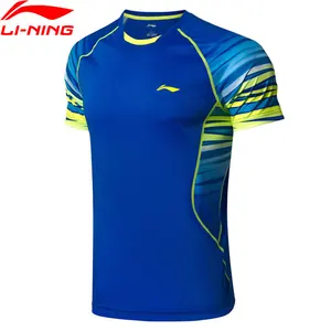 Li-Ning мужские футболки для бадминтона на сухой дышащей комфортной подкладке спортивные соревнования футболки топы футболки AAYN301 MTS2844 - изображение