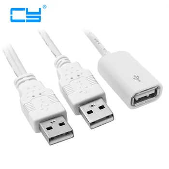 

USB 2.0 Female to Dual A Male Extra Power Data Y Extension Cable for 2.5" Mobile Hard Disk White