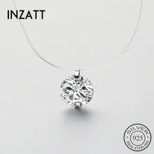 INZATT — Collier ras-du-cou en perles de Zircon pour femmes, collier en cristal, chaîne de pêche transparente, argent sterling 925, bijou fin pour femmes, 2020
