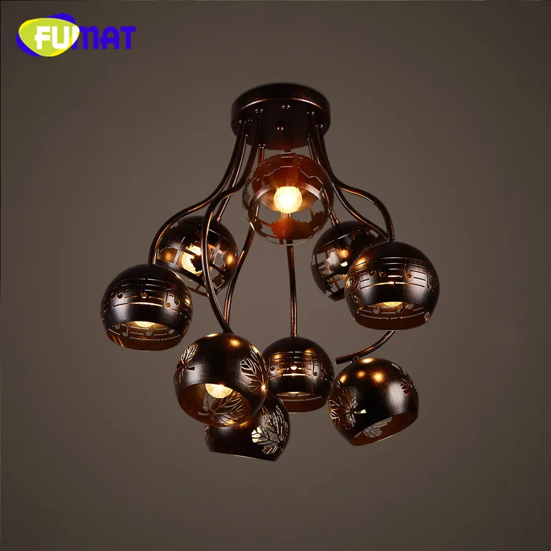 

American Industrial Ceiling Lights Bar Retro Ceiling Lamps Rusty Color Dinning Room Stairs Light Fixtures 9 Heads