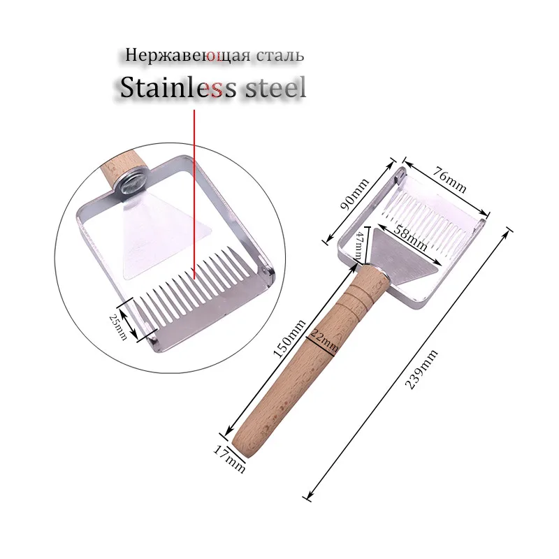 1 шт., нержавеющая сталь, 2 в 1, вилка для меда, скребок, пчеловод пчеловодство, инструменты, новинка, Медоносная насадка, пчелиный резак, лопата для меда